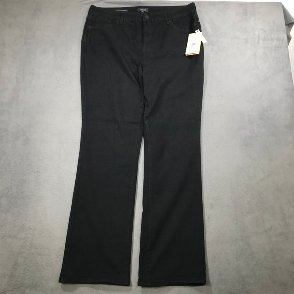 NYDJ Marilyn Straight Jeans Womens 16 Black Denim Lift Tuck Cool Embrace NEW